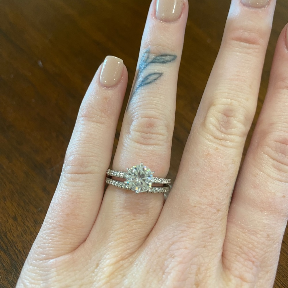 2 ct moissanite wedding band and engagement ring set